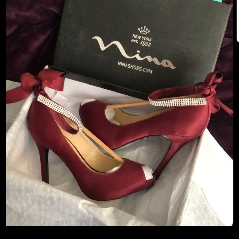 Gorgeous Nina Burgundy Heels shoes